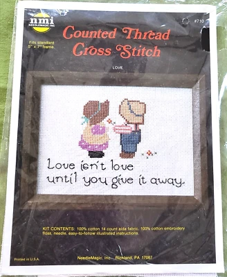 Kit de punto de cruz contado Needle Magic Inc Love #710 nuevo 5" x 7" Foto 1 de 4