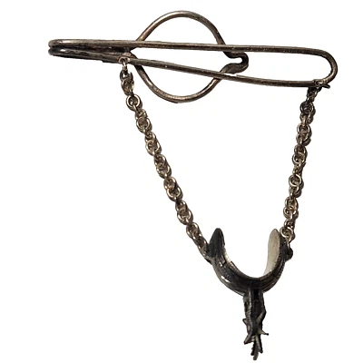 Vintage Sterling Silver Spinning Spur Tie Bar Clip Chain Suspended - Image 1 of 4