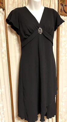 Vestido Vintage Y2K Pequeño Negro SL Moda Talla 8 Estrás Broche Manga Gorra Foto 1 de 4