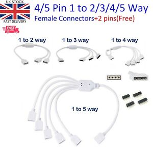 3/4/5Pin 1to2/3/4/5 Female LED RGB RGBW strip splitter Connector extension cable