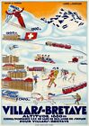 Villars Bretaye 1930 Swiss Travel Hotels Winter Sports Giclee Canvas Print 20x28