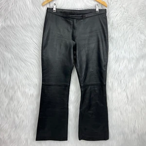 Vintage H&M x Impuls Womens Black Leather Pants 32x29 Mid Rise Boot Cut - Picture 1 of 19