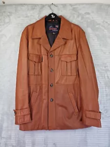 Windsor 1970s Made In England Burnt Orange Mens Leather Jacket Size UK 44 EU 54 - Picture 1 of 21