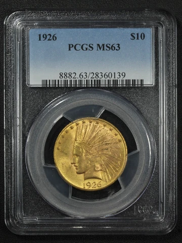 1926 $10 Ten Dollar Indian Head Gold Eagle PCGS MS 63 Cover