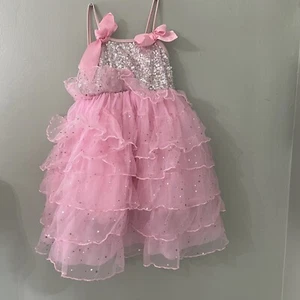 Soft Pink and Silver Sequin Dress w/ Bows - Little Girls Small - Picture 1 of 6