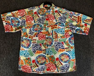 Vintage Territory Ahead Overall Patterned Multi-colored Men's Shirt Size LARGE - Foto 1 di 9