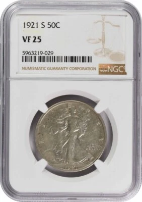1921-S Walking Liberty Silver Half Dollar VF25 NGC - Image 1 of 4