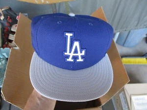 DODGERS Blue Body, Grey Bill, Block LA New Era Fitted Cap, Baseball Hat, size 8 - Picture 1 of 10