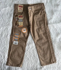 Wrangler Boys Chino Pants Sz 4 Regular Straight Adjustable Waist Stretch Brown - Picture 1 of 9