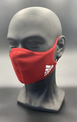 Paquete de tres fundas para mascarillas deportivas Adidas rojas auténticas talla grande para adultos blancas Foto 1 de 4