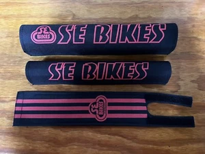 SE BIKES LIFE BMX PAD SET BLACK & RED FITS SE BIKES & OTHERS NEW - Picture 1 of 23