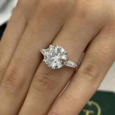 5.60 Ct E VS1  IGI Lab Grown Round Diamond Engagement Ring Round 950 Platinum - Image 1 of 4
