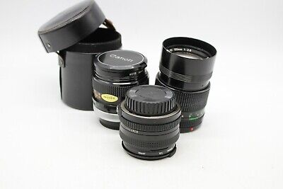 F X3 Vintage Canon Camera Lenses Inc. 2.8 135mm, 1.8 50mm Etc - Untested • 1.40€