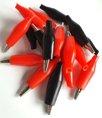 Crocodile Clips 5A, 27mm size, Red Black or mixed solder fix [ 10 pcs ]–ref:b972