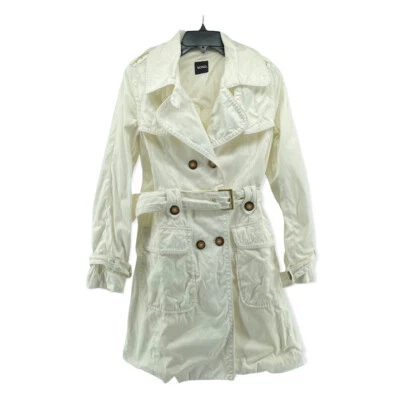 Gabardina informal de primavera XOXO para mujer blanca con solapa con cinturón mezcla de poliéster Foto 1 de 4