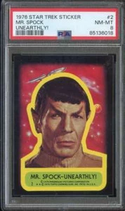 1976 TOPPS STAR TREK STICKERS #2 MR. SPOCK - UNEARTHLY! PSA 8 *ADT6173 - Picture 1 of 2