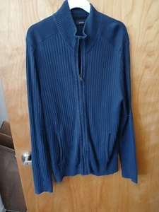 WOMAN'S ALFANI SIZE MEDIUM ZIP UP SWEATER NAVY 100% COTTON - Picture 1 of 3