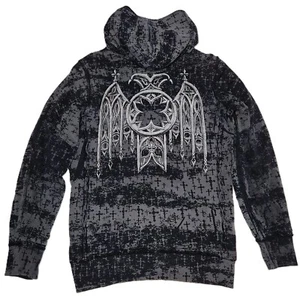 Affliction schwere Jacke wendbare Grafik Live schnell durchgehender Reißverschluss Hoodie Herren schwarz - Bild 1 von 11