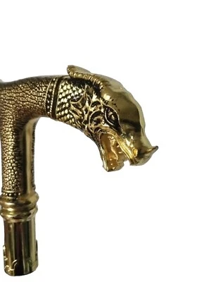 RETRO BRONZE DRAGON CANE WALKING STICK HEAD HANDLE 36 INCHES LONG - Image 1 of 4