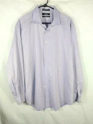 Camisa de vestir Saks Fifth Avenue negra 100 % algodón lavanda calce ajustado 17,5 x 34/35 Foto 1 de 4