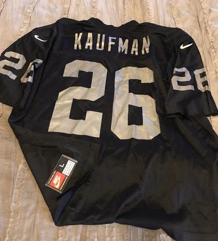 NAPOLEON KAUFMAN Oakland RAIDERS Football NIKE Replica VINTAGE Jersey LARGE NFL Cover