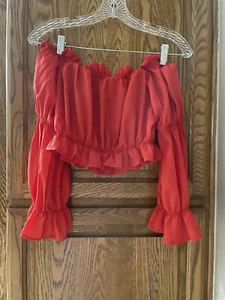 New boho croptoo size S red long sleeves - Picture 1 of 3