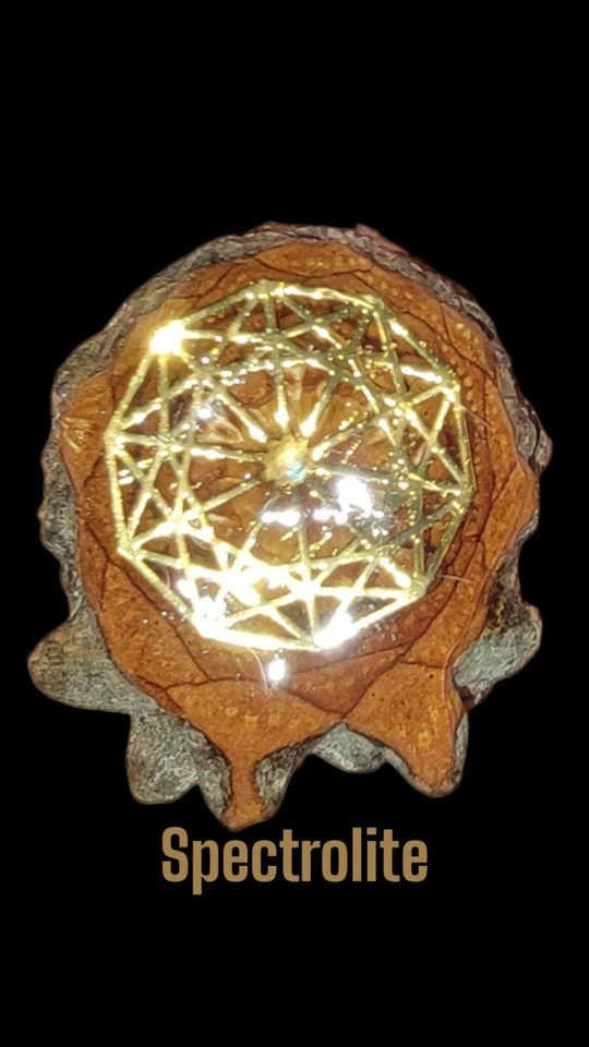  Perilla con calcomanía dorada y colgante de cámara espectrolite de 3 mm Foto 1 de 4