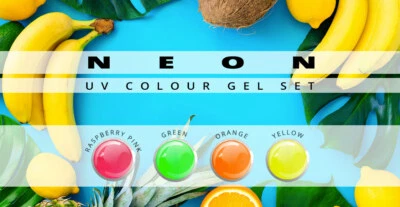 UV Farbgel Set Neon 4 x 5ml Farben Gel mittelviskos Sparset Nagel Color Nailart - Bild 1 von 4