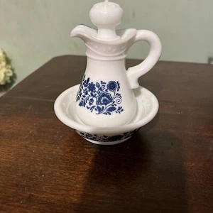 Vintage Lot Avon Blue/White Pitcher with Bowl, EMPTY - Picture 1 of 4