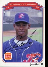 1998 Huntsville Stars JOSE ORTIZ Signed Card autograph ROCKIES AUTO RC A'S
