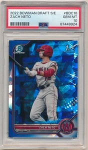 ZACH NETO 2022 BOWMAN CROMO ZAFIRO #18 RC ROOKIE ANGELS SP PSA 10 GEMA COMO NUEVO - Imagen 1 de 2