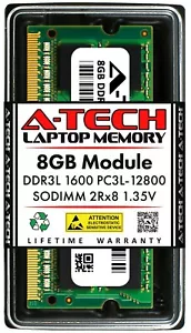 A-Tech 8GB DDR3 1600 PC3-12800 Laptop SODIMM 204-Pin Memory RAM PC3L DDR3L 1x 8G - Picture 1 of 7