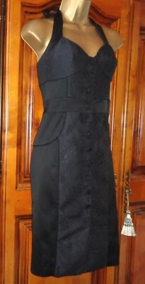 Patricia Field for M&S Black Halter Neck Fitted Dress UK12 Sex& The City Vintage - image 1 of 4