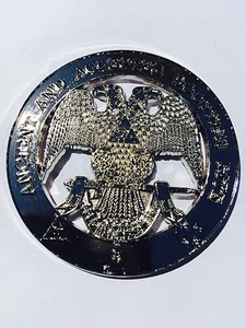 32ND Grad Freimaurer Metall Chrom Silber Auto Cut Out Auto Emblem Schwerlast   - Bild 1 von 1