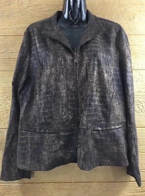 Chaqueta ligera Erin para mujer talla grande marrón dorada bolsillos con cremallera elegante Foto 1 de 4