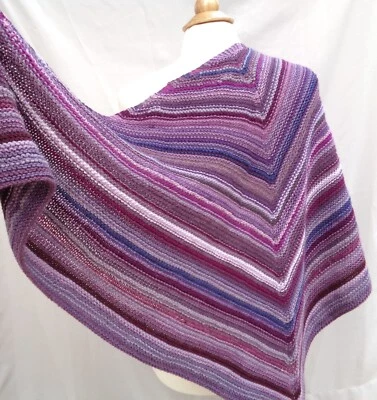 Mantón tejido a mano envoltura púrpura degradado rayas lana alpaca mezcla cachemir oración Foto 1 de 4