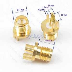 RP-SMA female Connector 1.0mm Socket PCB Edge Mount circle round panel Solder RF - Picture 1 of 6