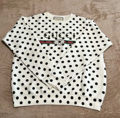 Gucci White & Black Polka Dot Print Sweatshirt for Men's - Image 1 of 4