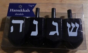 Wooden Hanukkah Dreidels Set of 4 Blue - Picture 1 of 2