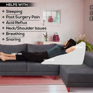 Almohada de cuña de soporte flexible de reflujo ácido grande con cubierta acolchada de lujo blanca - Imagen 1 de 7