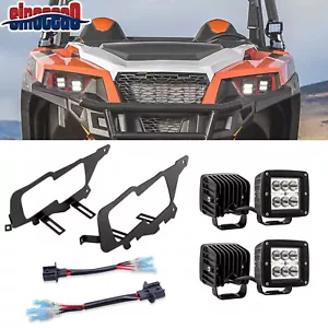 Fit Polaris General 1000 2016-2025 Cube LED Headlight Lights + Brackets Upgrade - Picture 1 of 7