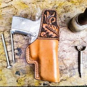 Hand Tooled IWB Floral Leather Western Holster 1911 Barrel 3/3.5/4/4.25/5 Inches - Picture 1 of 6