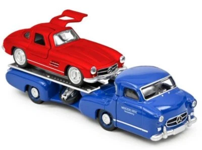 MB Mercedes Benz Renntransporter + MB 300 SL - 1955 - blue / red - Norev 1:64 - Immagine 1 di 4