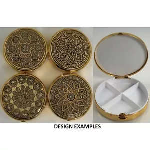 Damaskus Gold geometrisches Design runde Pillendose von Midas von Toledo Spanien 8531 - Bild 1 von 6