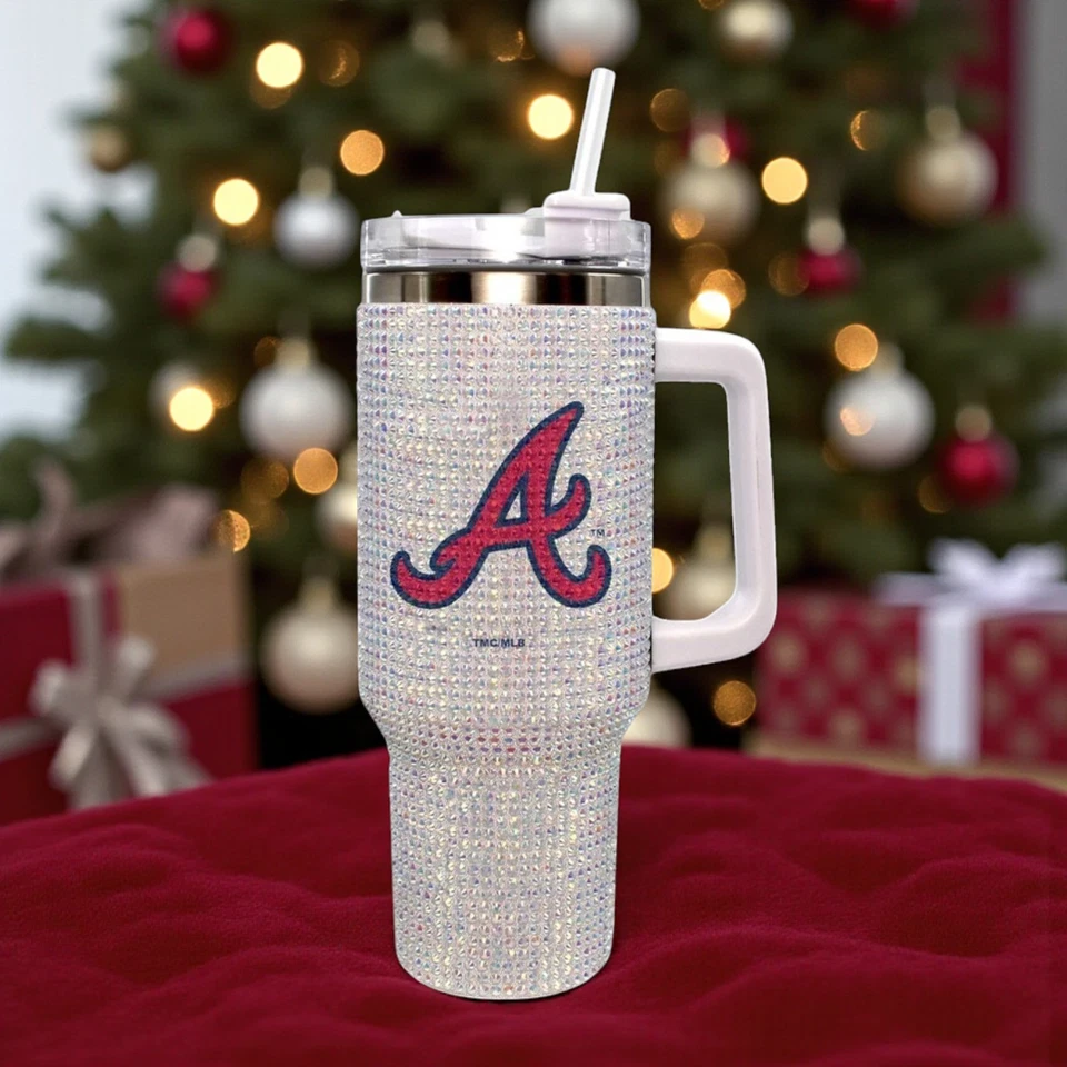 Vaso aislado Atlanta Braves Bling 46 OZ estrás regalo de Navidad NUEVO Foto 1 de 4