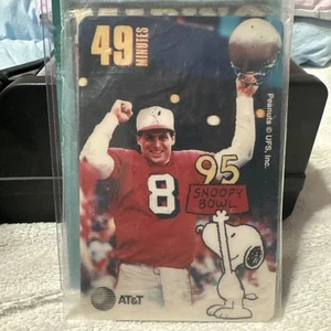 Denomina amarilla 49m. Tarjeta telefónica Snoopy Bowl 1995 fútbol americano/Steve Young JUMBO PROMO - Imagen 1 de 2
