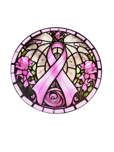 NUEVO Letrero Metal Redondo Hogar Novedad Rosa Cinta Conciencia - Imagen 1 de 2