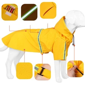 Dog Raincoat Waterproof Windproof Jacket Snow-Proof Adjustable Rain Coat Vest - - Foto 1 di 20