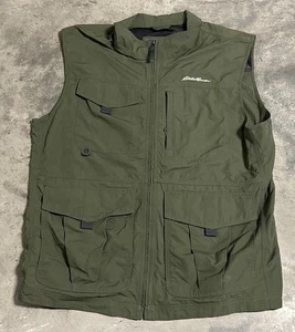 Eddie Bauer Hunting Fishing Utility Full Zip Nylon Vest Green Men's Size XL - Picture 1 of 3