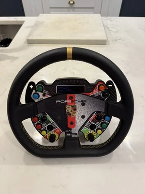 Fanatec Podium Steering Wheel Rim R300 Leather and Gold Porsche GT3 Cup addition - Image 1 of 4
